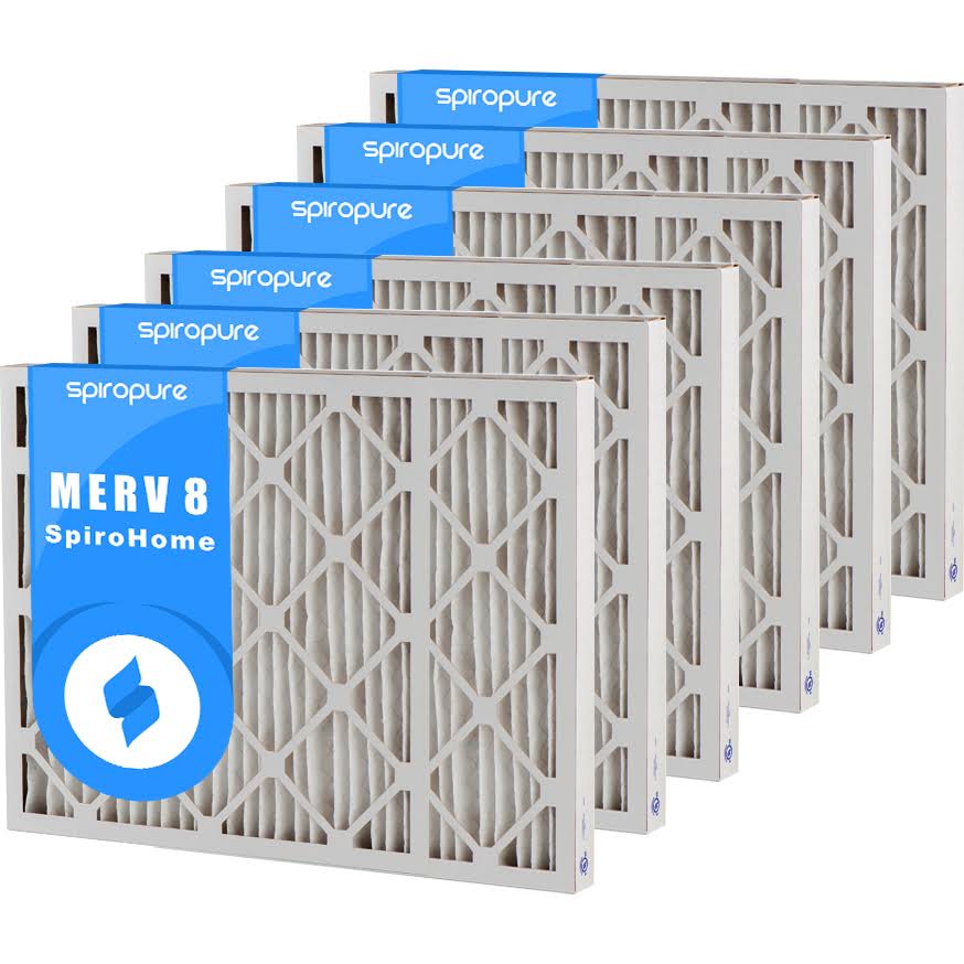 SpiroPure 20x37x2 MERV 8 Geothermal Air Filters - Made in USA (6 Pack)