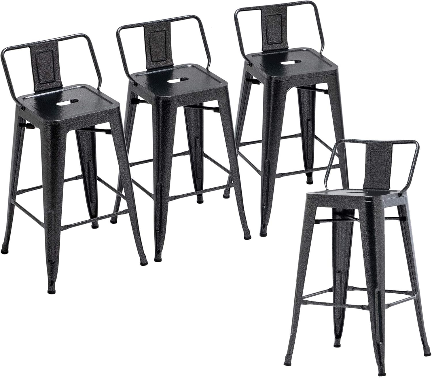 Andeworld Metal Bar Stools Set of 4 with Backs Counter Stools Industrial Distressed Barstools for Indoor-Outdoor (26