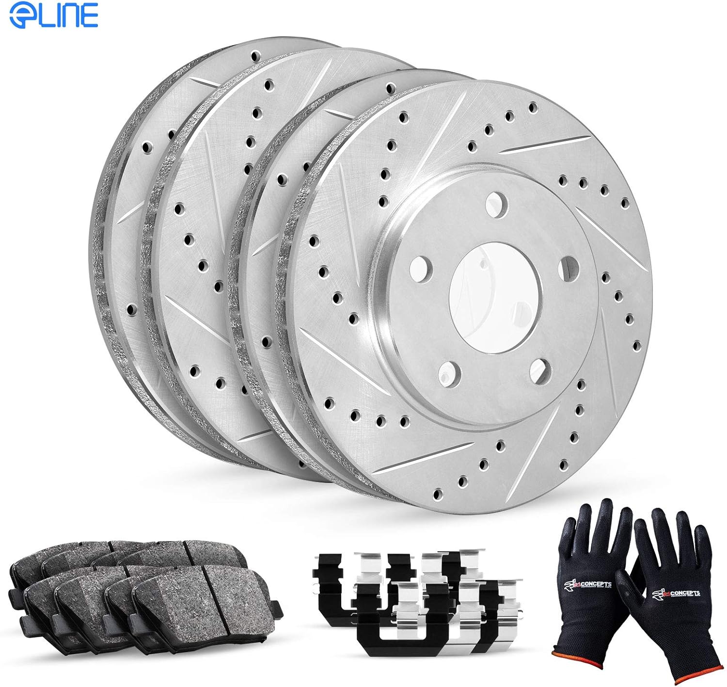 R1 Concepts Front Rear Brakes and Rotors Kit |Front Rear Brake Pads| Brake Rotors and Pads| Ceramic Brake Pads and Rotors |Hardware Kit|fits 2013-2015 Honda Civic, 2014-2015 Acura ILX