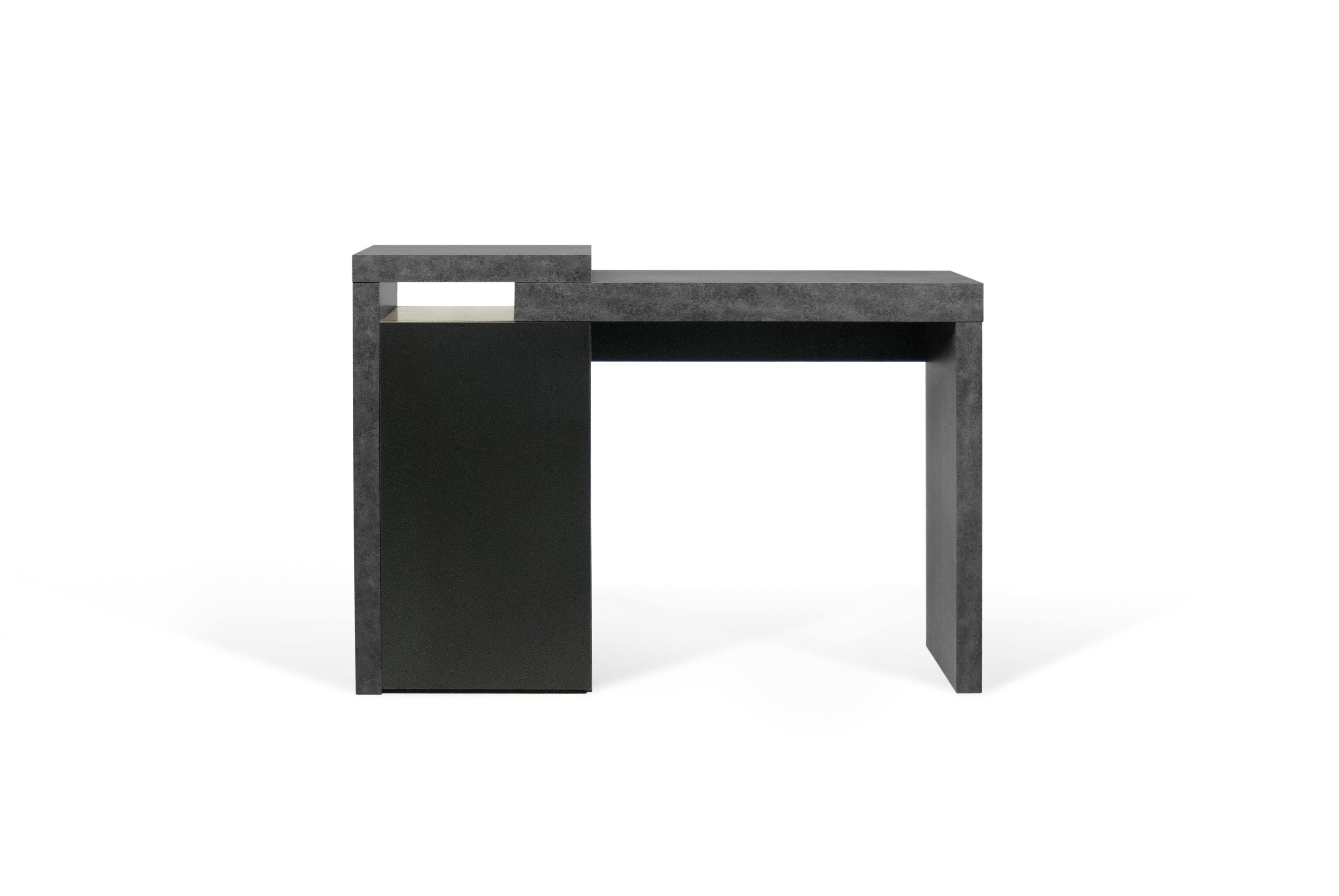 Tema Home Detroit Collection 9500052835 Console Desk in Concrete and Pure Black Finish
