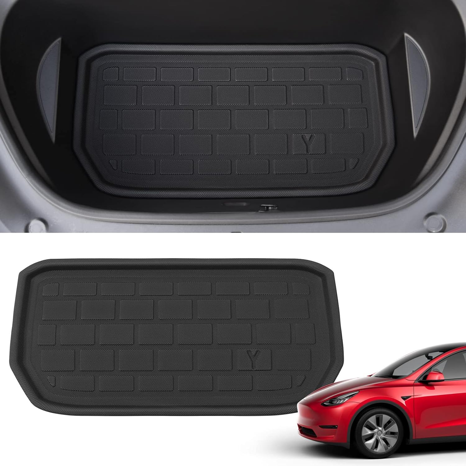 Xipoo Fit Tesla Model Y Trunk Mat Rear Storage Mat Rear Seat Back Mat Cargo Liner Set for 2022 2021 2020 Tesla Model Y 5 Seater Accessories(Set of 9 Mats for 5 Seats)