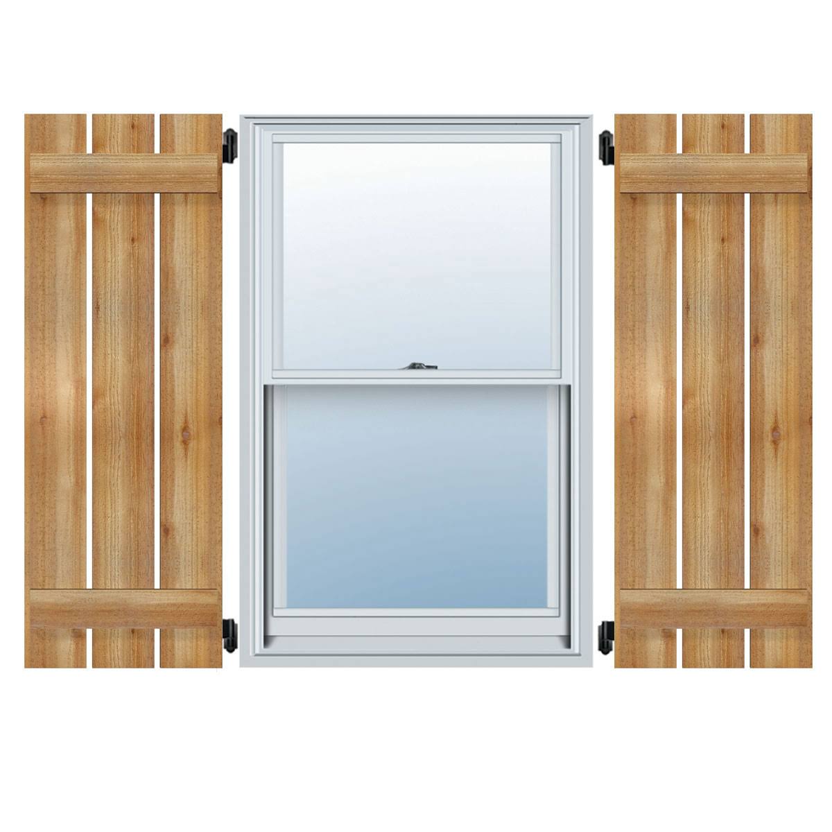 Ekena Millwork RBS06S11X044RWR 11 1/4x22W x 44x22H TimberCraft Two 5 3/8x22 Boards Spaced Board-n-Batten Shutters, Rough Sawn We
