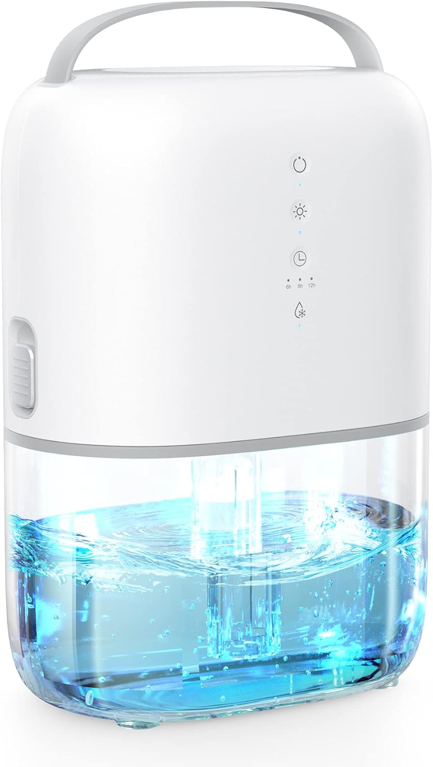 Dehumidifiers, JREAWD Portable Dehumidifiers for Home 320 Sq.Ft with Timer Defrost Protection LED Light 50oz(1500ml) Ultra Quiet Small Dehumidifiers for Bedroom Bathroom Closet Kitchen Office RV Pack of 2