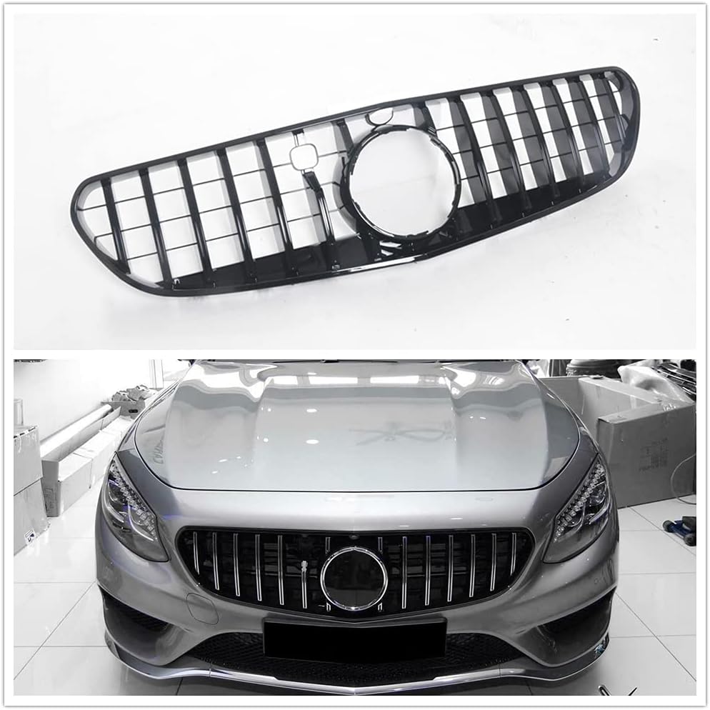 Black Front Bumper Grille Grill for Mercedes-Benz C217 W217 S coupe Class 2015-2017
