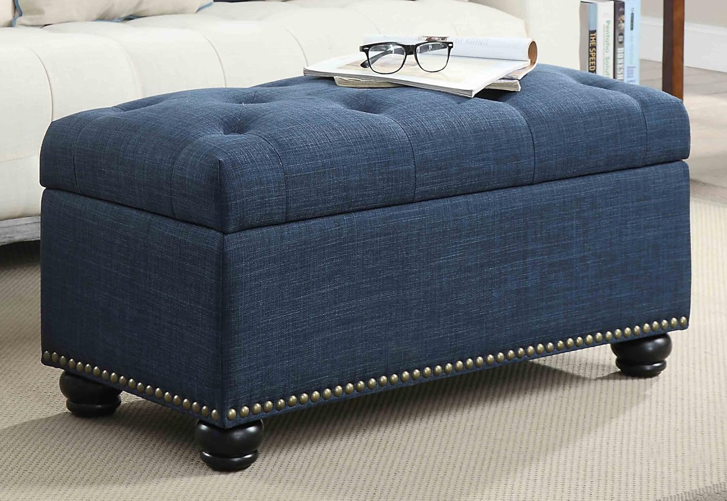 Convenience Concepts Designs4Comfort 7th Avenue Storage Ottoman, Black