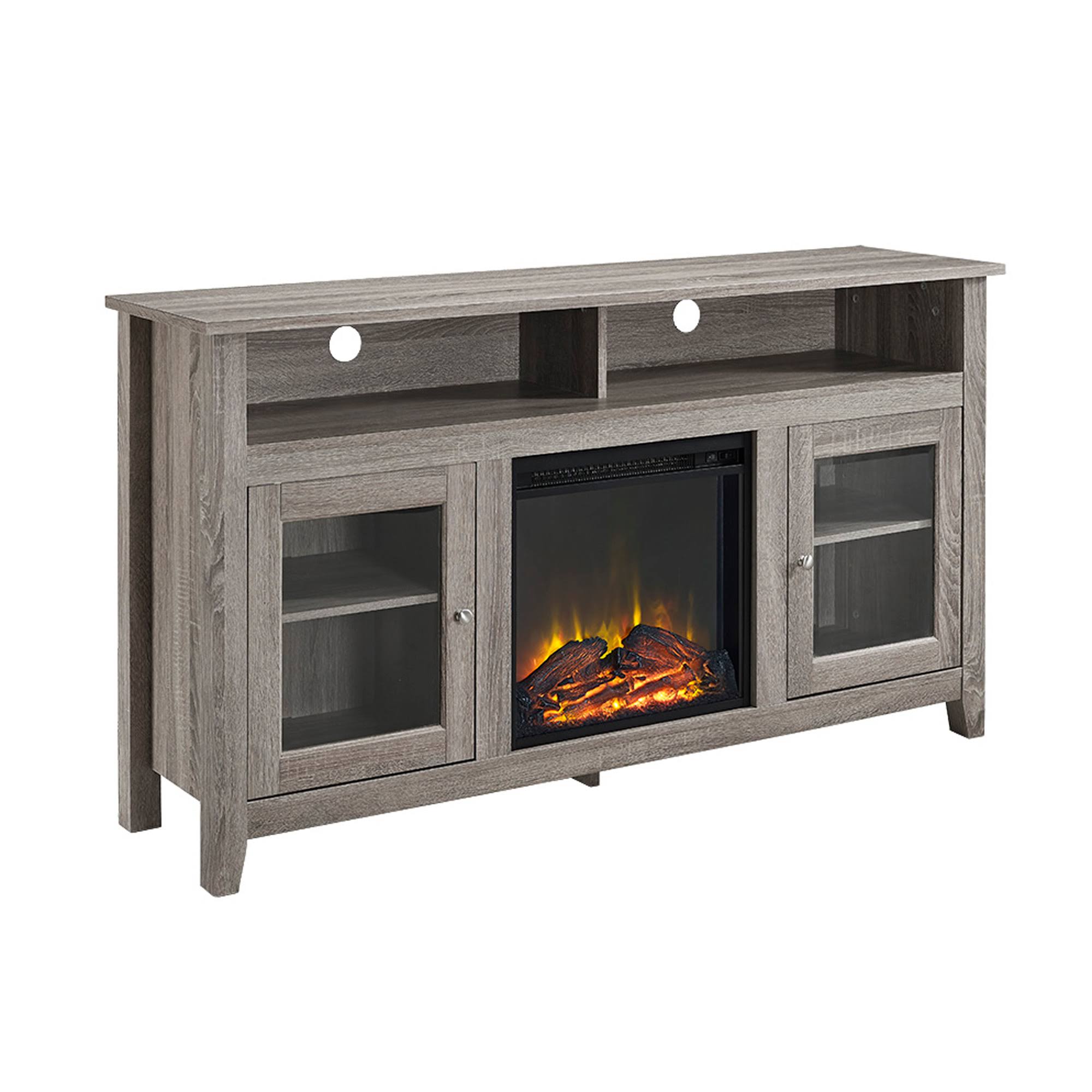 Ergode 58x22 Wood Highboy Fireplace Media TV Stand Console - Driftwood