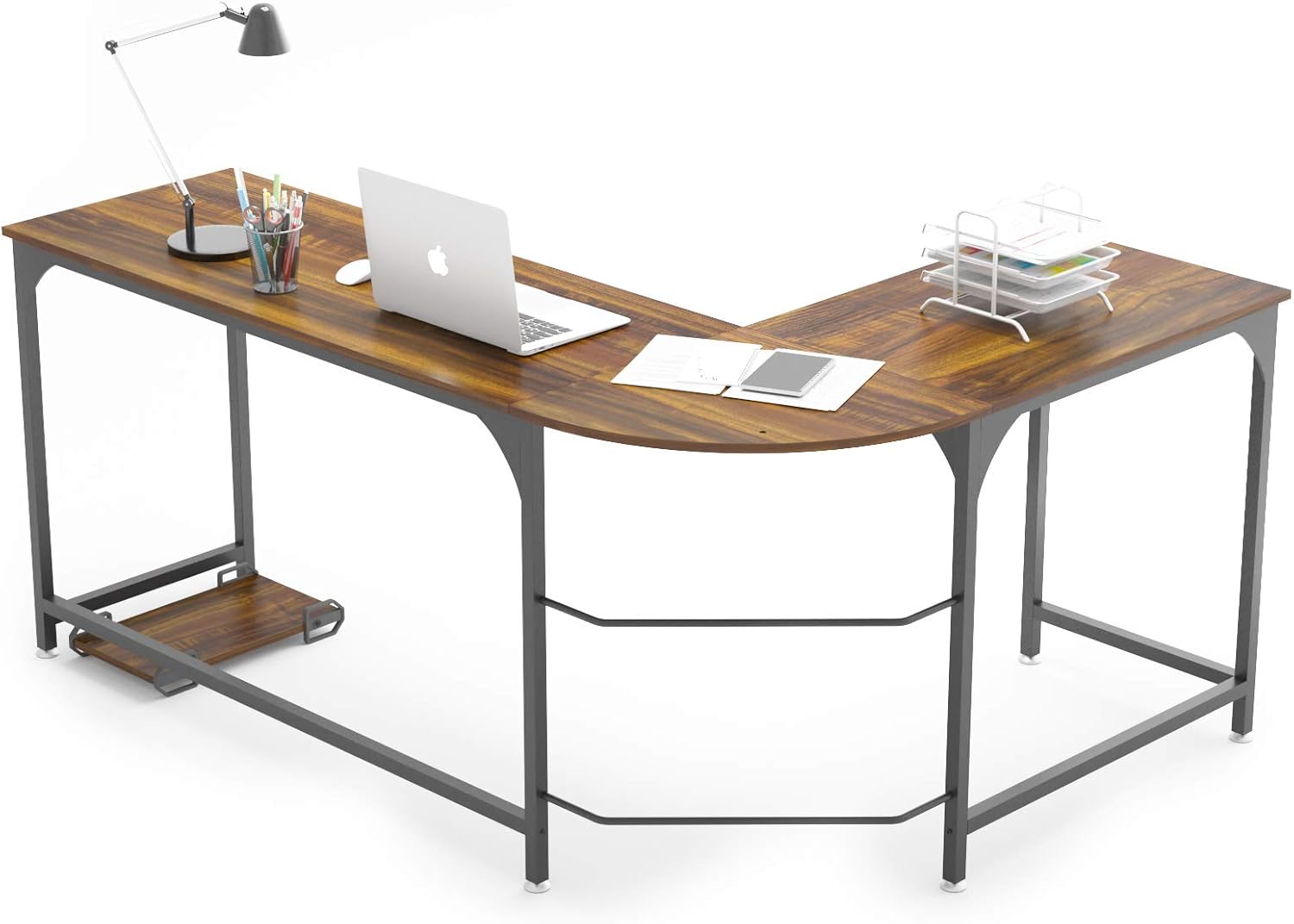 Weehom Reversible L Shaped Desk Black Corner Gaming Computer Desks for Home Office PC Workstation Study Writing Work Table, 66 inch