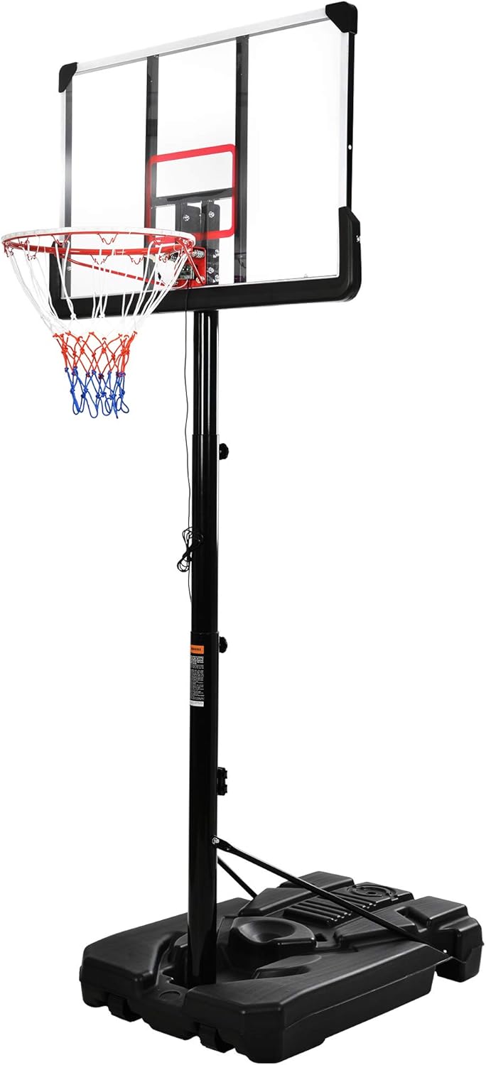 Fulocseny Portable Basketball Hoop Goal System 6.6-10ft Adjustable LED Basketball Hoop Lights,44 Inch Backboard Indoor Outdoor