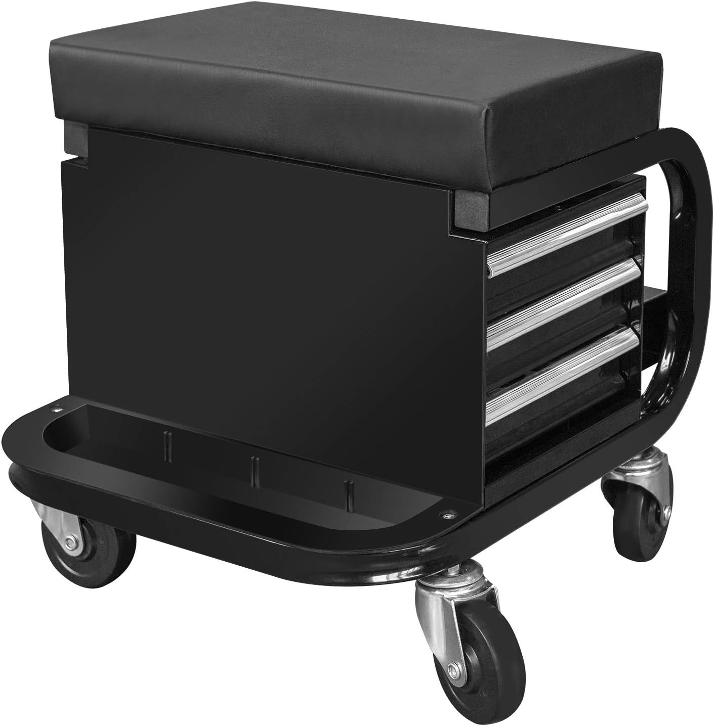 ROAD DAWG APD2016AD Torin Rolling Tool Chest/Tool Box with 3 Drawers and Wheels, Padded Mechanic Stool Creeper Seat, Black
