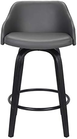 Home Square 3 Piece Faux Leather Swivel Counter Stool Set in Black and Gray