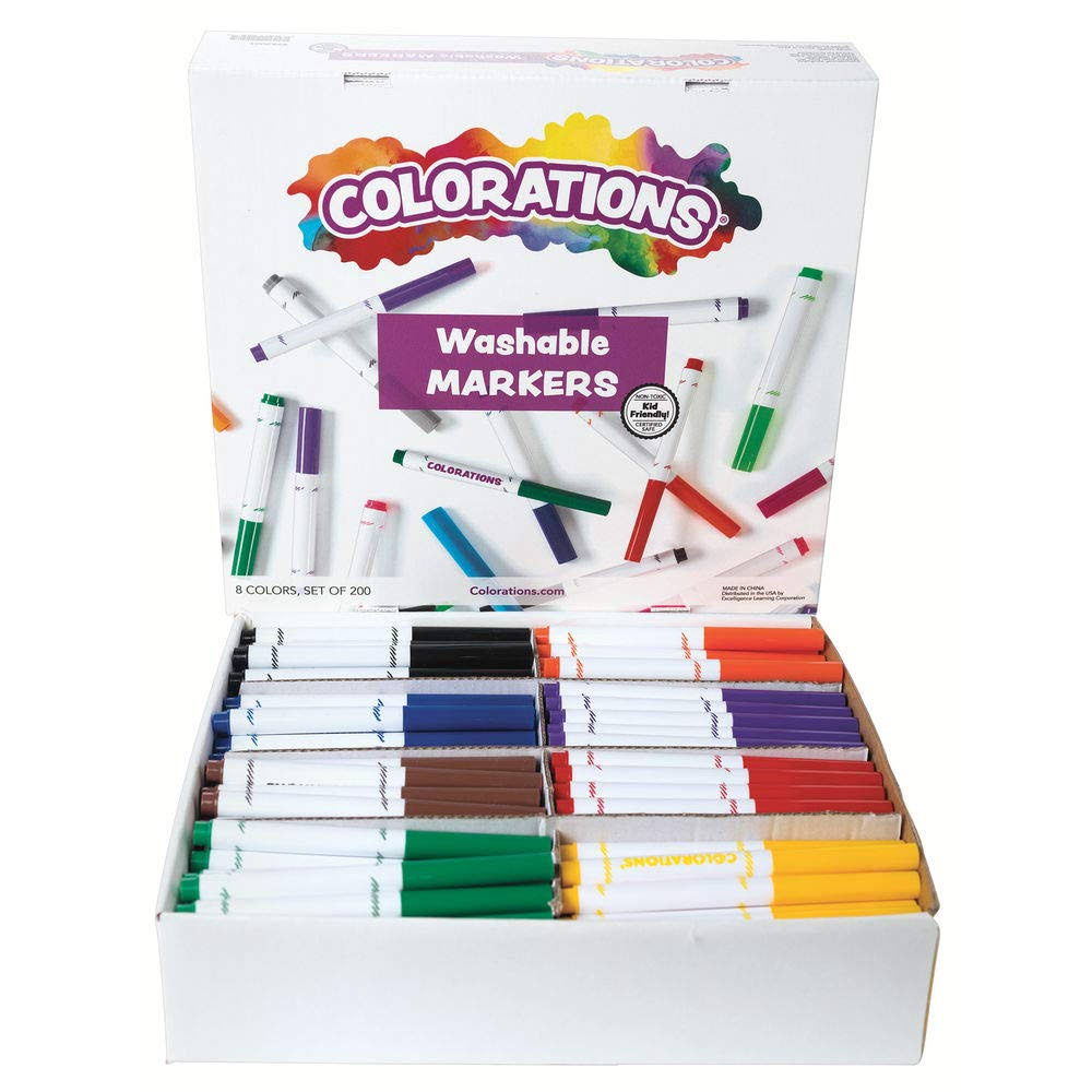 Colorations Washable Classic Markers Classroom Pack - Set of 200