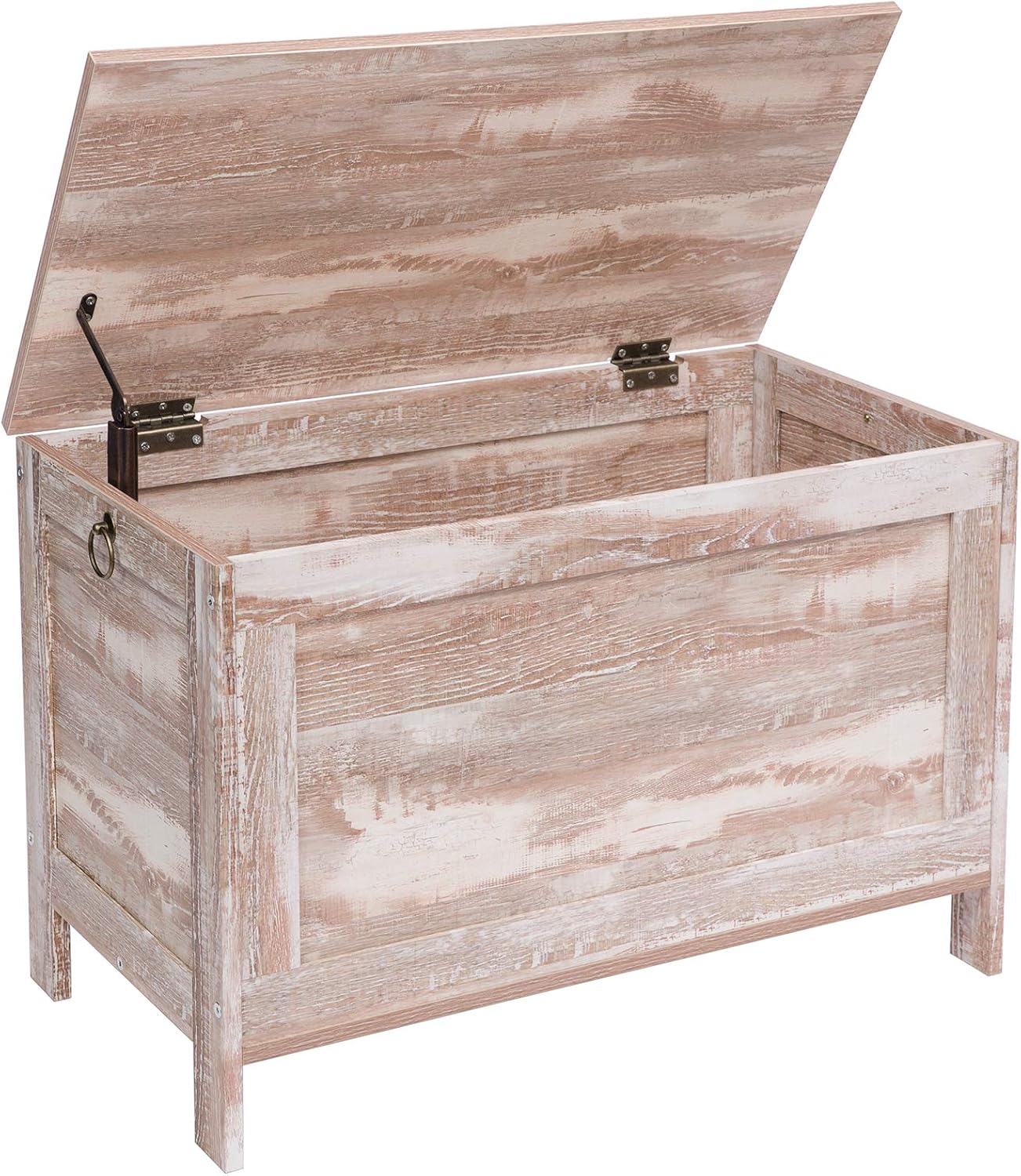 HOOBRO Storage Chest, Retro Toy Box Organizer with Safety Hinge, Sturdy Entryway Storage Bench, Wood Look Accent Furniture, Easy Assembly, Rustic Brown BF75CW01