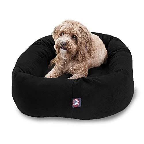 Majestic Pet 32x22 Black Velvet Bagel Dog Bed