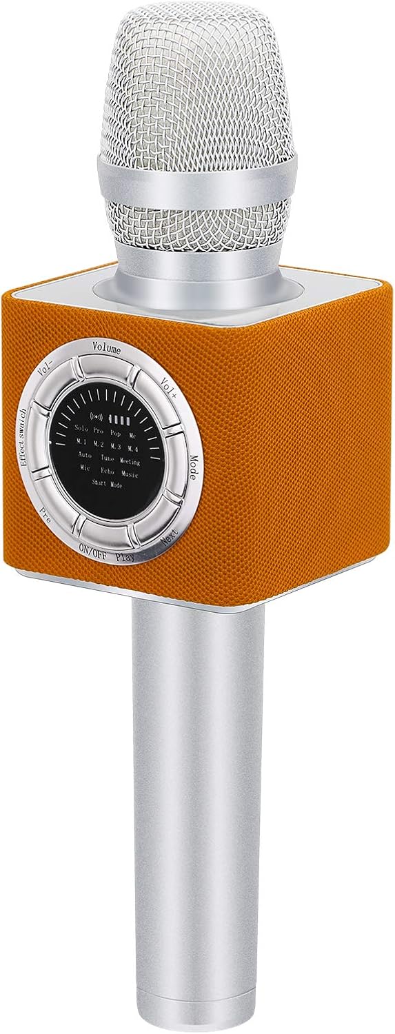 BONAOK Upgraded Wireless Bluetooth Karaoke Microphone with LED Screen, Portable Rechargeable Dynamic Mic and Speaker for Adults & Kids All Smartphones (D17 Blue) Pack of 2