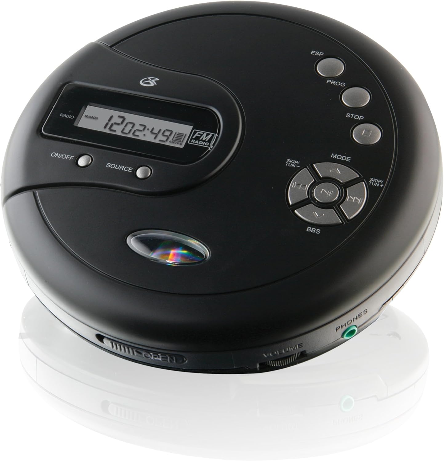 GPX PC332B Portable CD Player with Anti-Skip Protection, FM Radio and Stereo Earbuds - Black