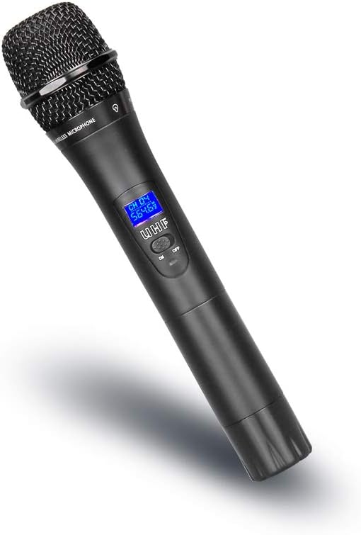 4 Channel Wireless Microphone System UHF 2 Handheld Transmitter 2 Headset Lavalier Lapel Mic 2 Bodypacks Whole Metal Dynamic Micswith New FCC Frequency for Party Wedding Church Conference Speech