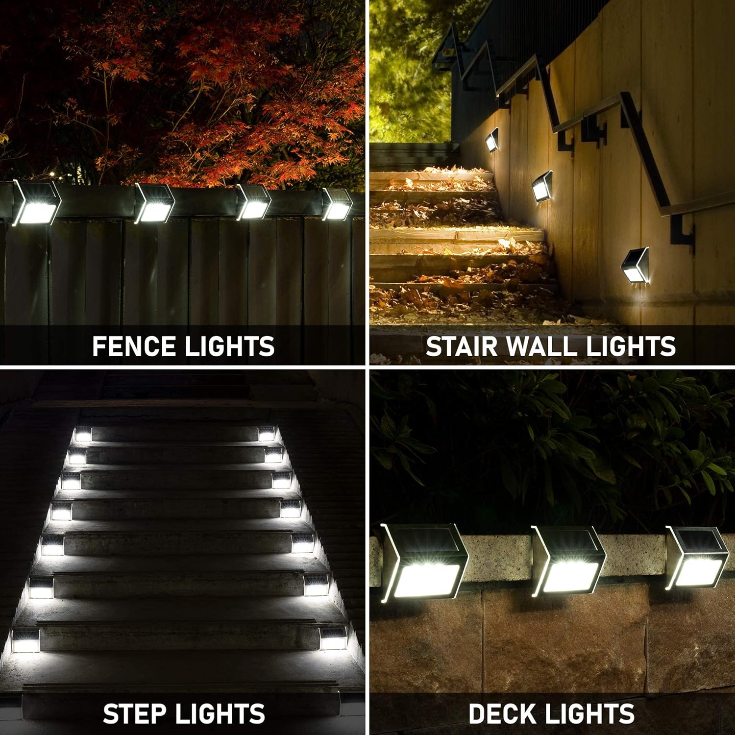 Solpex 12 Pack Solar Step Lights,3 LED Solar Stair Lights,Outdoor Fence Lighting Stainless Steel Waterproof Solar Deck Lights for Stairway/Patio/Porch/Pathway/Walkway/Garden-(Cold White)