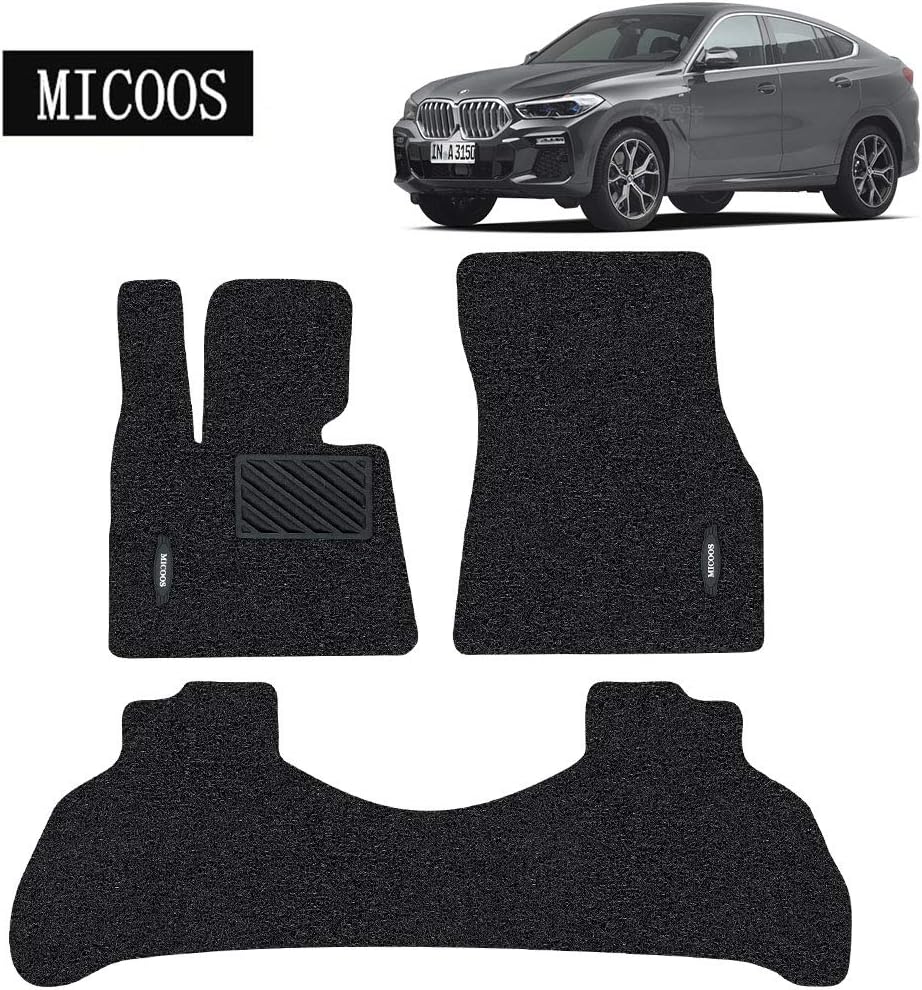 MICOOS Compatible with Car Floor Mat Carpet for BMW X6 (2019-2020) G06, All Weather Heavy Duty Floor Mat Set Waterproof Stain-Resistant (Black) Pack of 2