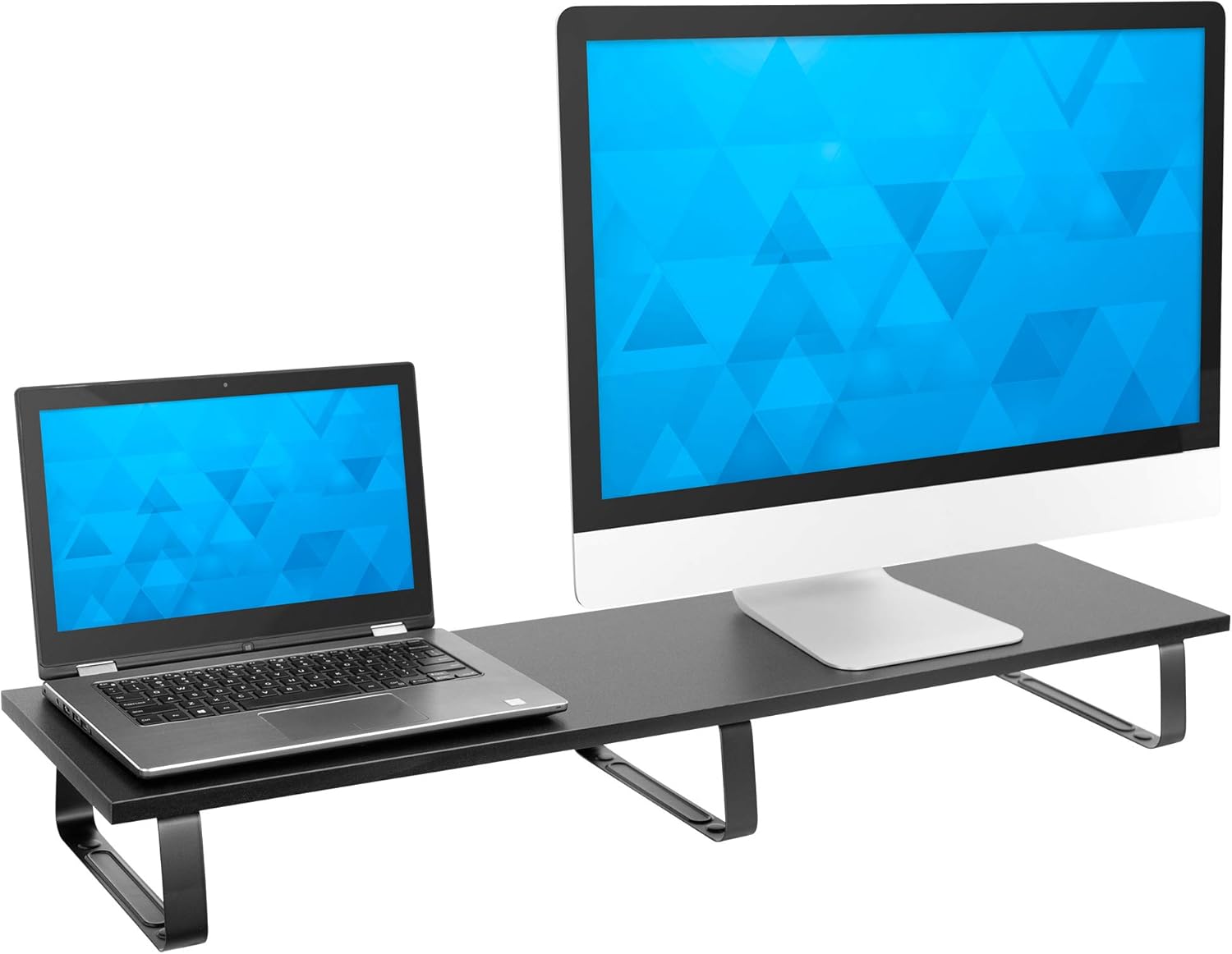 Mount-It! Extra Long Monitor Desk Riser [39 inches Extra Wide, 44 Lbs Capacity] Desktop Organizer for Double Computer Screens, Laptops, Desktops, TVs, Printers, Consoles (BLACK) Pack of 2