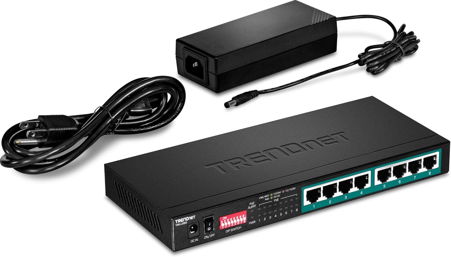 TRENDnet 5-Port Gigabit Long Range PoE+ Switch, TPE-LG50, 4 x PoE+ Ports, 1 x Gigabit Port, Camera DIP Switch extends PoE+ 200m (656 ft.), Lifetime Protection Black Pack of 2
