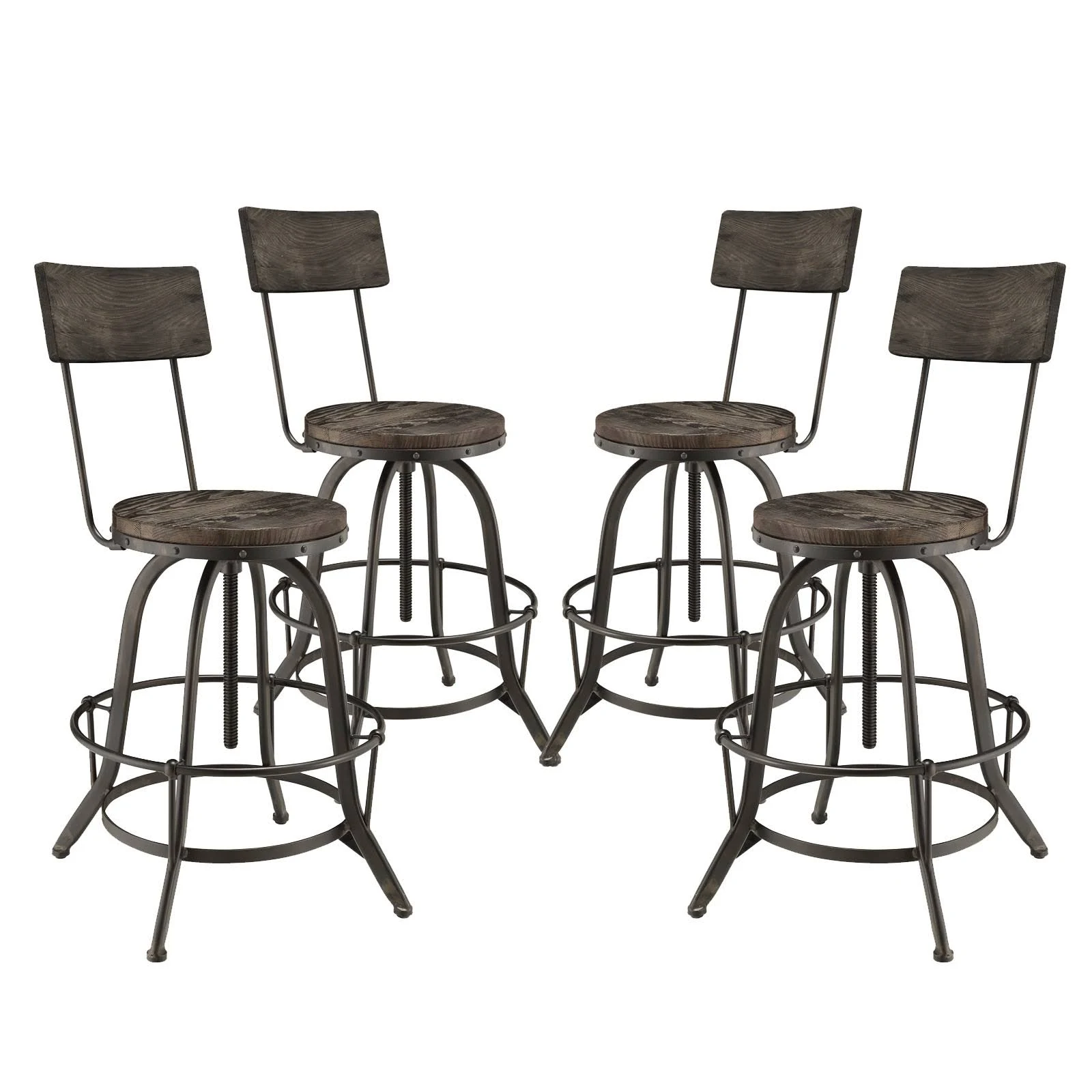 Modway Procure Bar Stool Set of 4 (Black)