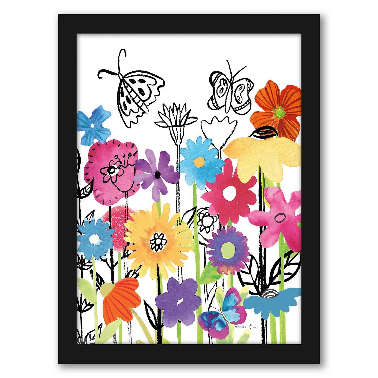 Americanflat Floral Magic II by Farida Zaman Black Framed Print 24x36