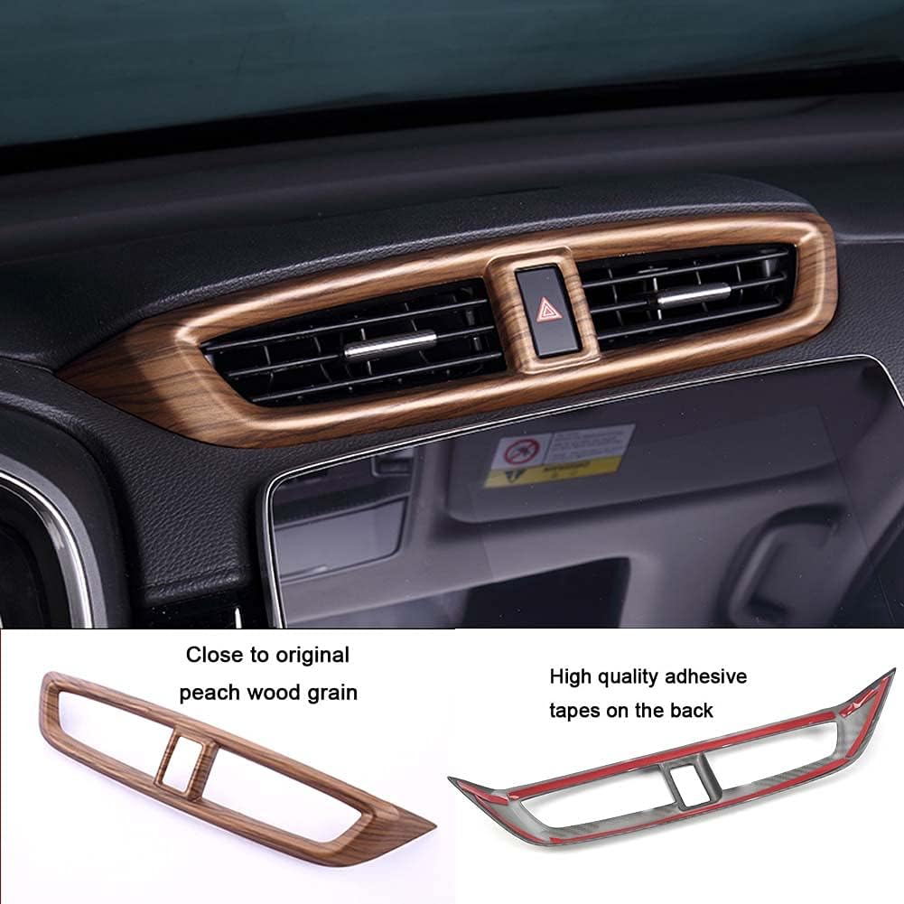 Pursuestar for Honda CRV CR-V 2017 2018 2019 2020 2021 Peach Wood Air Vent Trim Central Consoles Wind Outlet Panel Dashboard Stickers Car Interior Accessories Sticker Frame Moulding