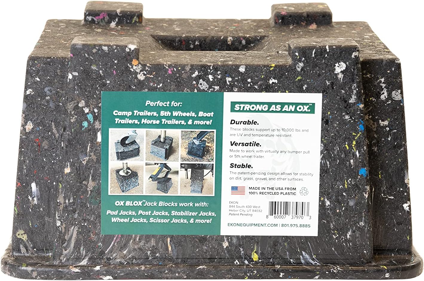 OX BLOX Trailer Jack Block | RV and Camper Blocks for Any Tongue Jack, Post, Foot, or stabilizer (Round or Square) | Supports up to 10,000 lbs per Block Pack of 2