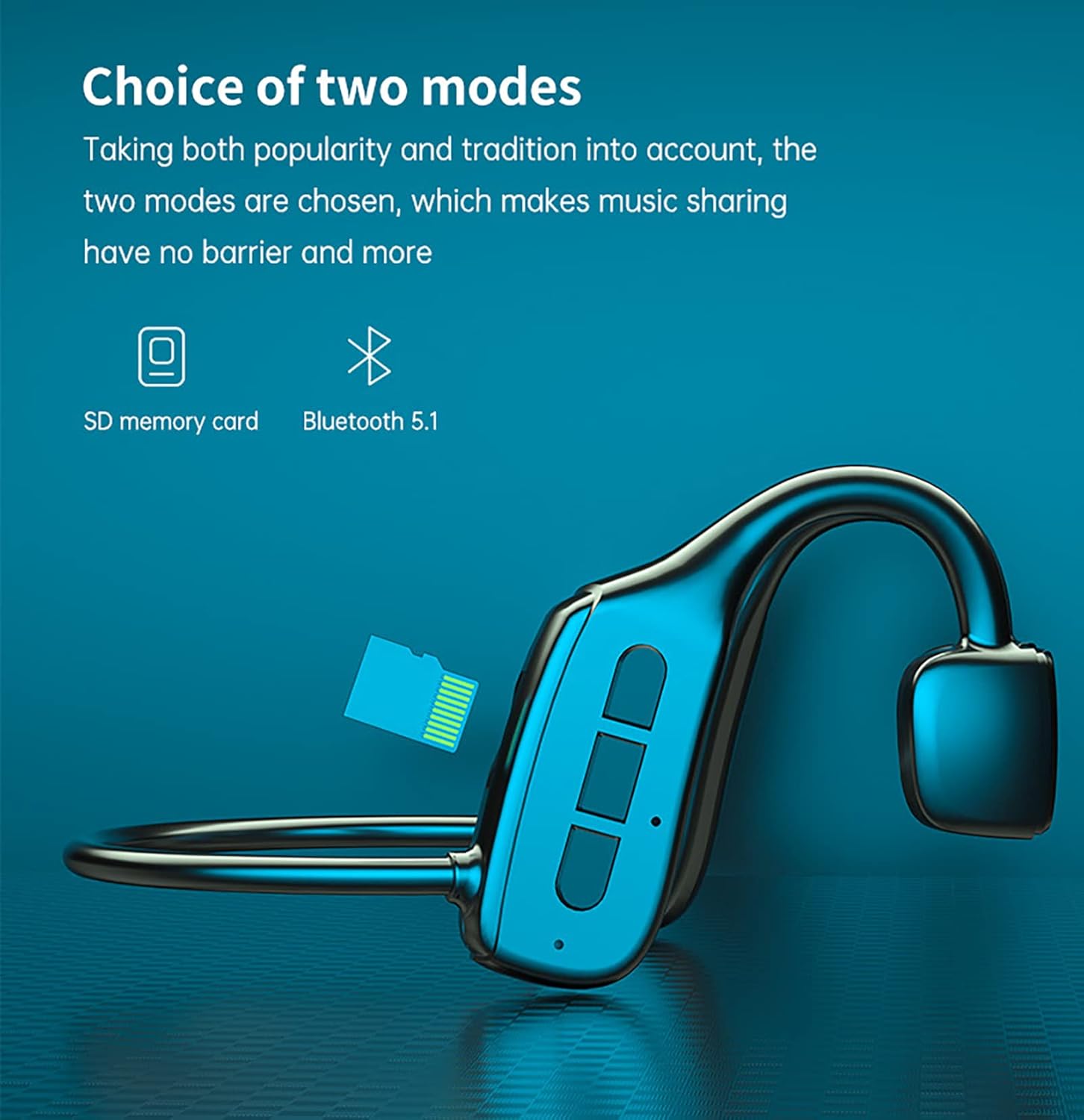 Wireless Bone Conduction Headphones，Open-Ear Bluetooth Sport Headset，Earbuds Built-in Mic，Bluetooth 5.0 Waterproof Sweatproof Headset for Workouts, Night Running, Cycling, Hiking (Black)