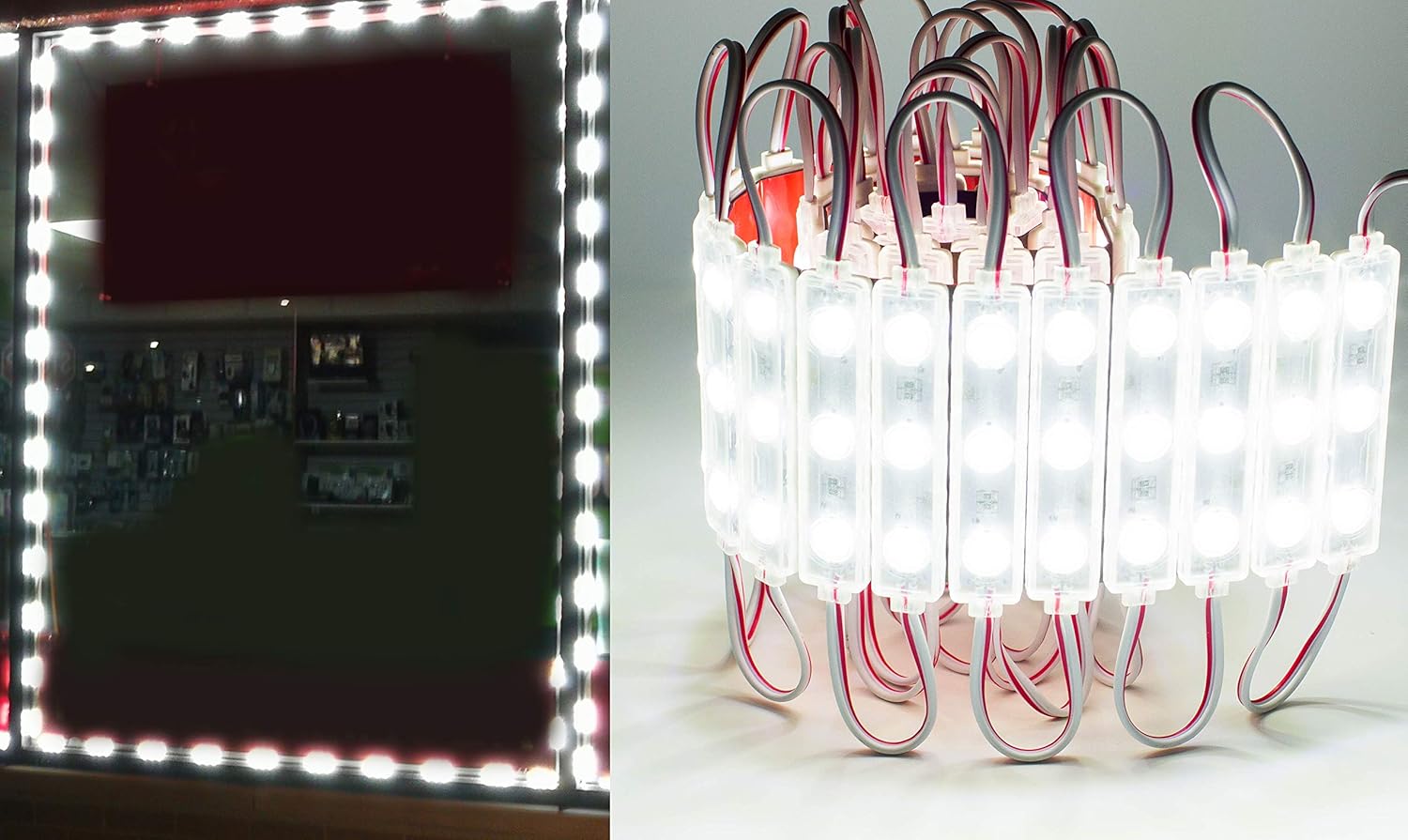 40ft Super Bright Storefront Windows LED Light 80pcs White 5730 Module + UL 12v AC Power Package