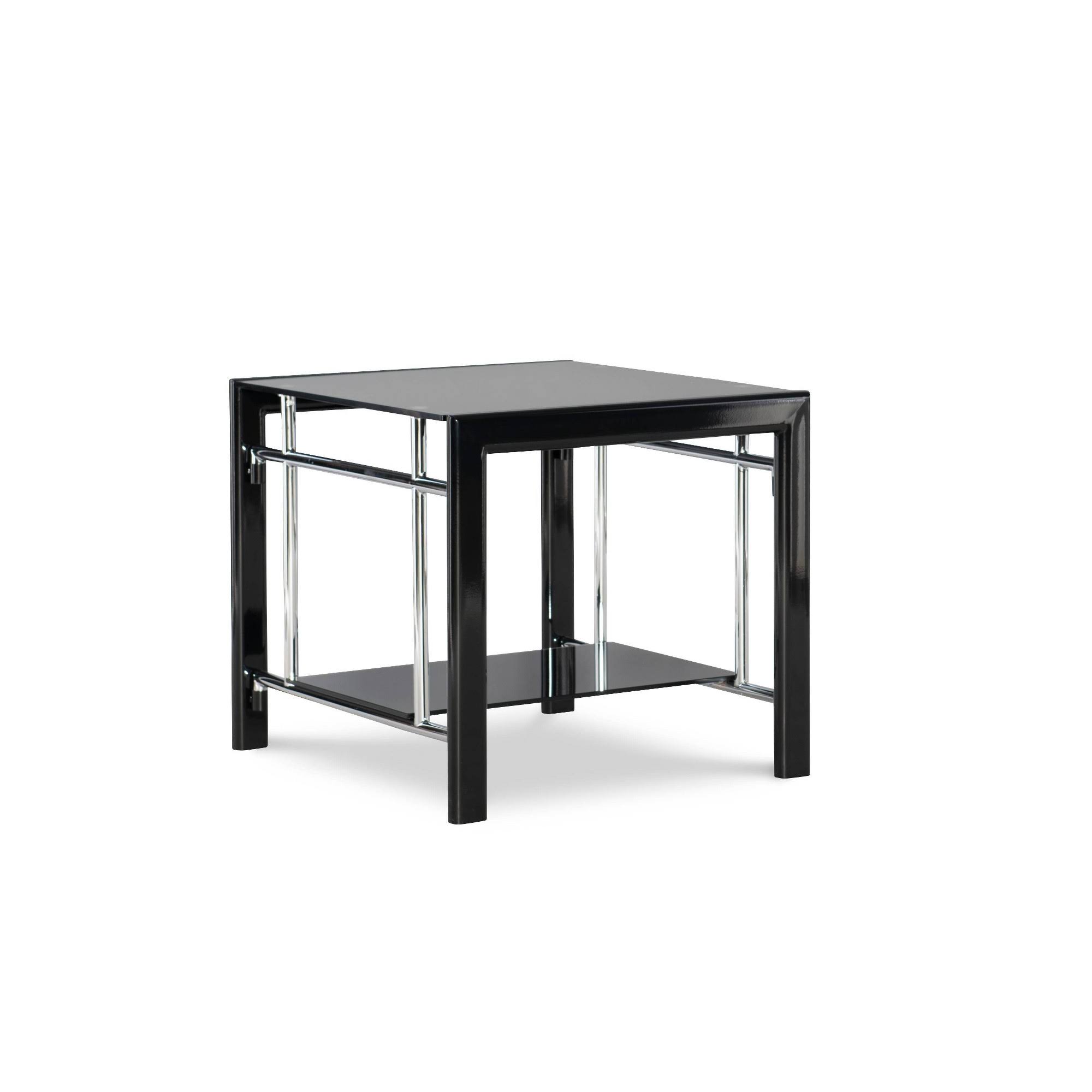 Saroyan Glass u0026 Metal End Table Black - Powell Company
