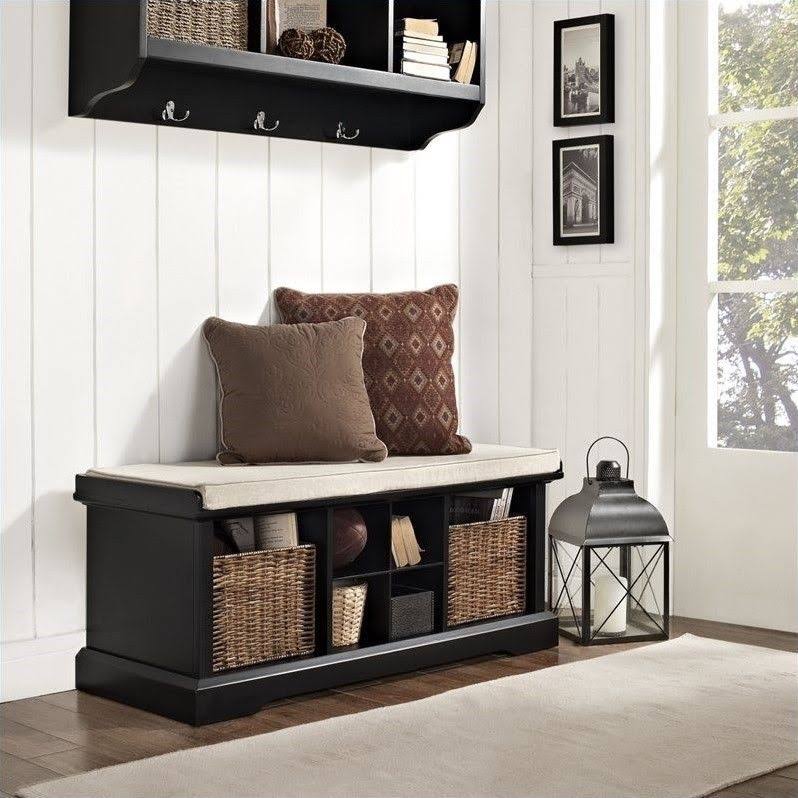 Pemberly Row Entryway Storage Bench in Black