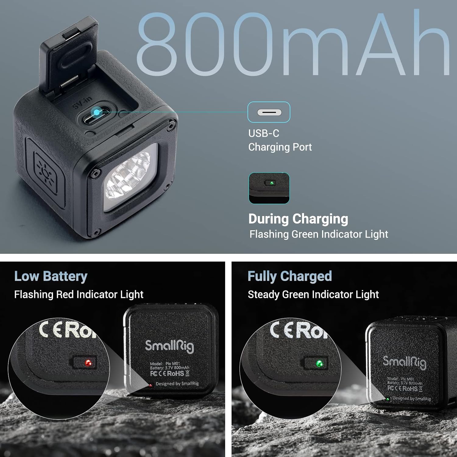 LED Video Light, SmallRig Waterproof Portable Lighting Kit Mini Cube with 8 Color Filters, Dimmable Fill Photography Light 5600K CRI95 for Smartphone, Action and DSLR Camera 3405