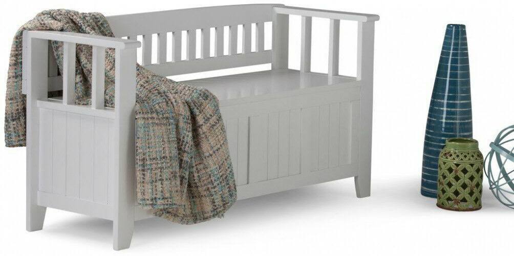Simpli Home Acadian Entryway Storage Bench - White