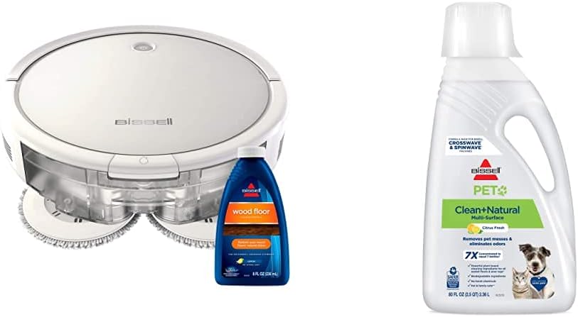 Bissell SpinWave Hard Floor Expert Pet Robot, 2-in-1 Wet Mop and Dry Robot Vacuum, WiFi Connected with Structured Navigation with BISSELL PET Natural Cleaning Formula