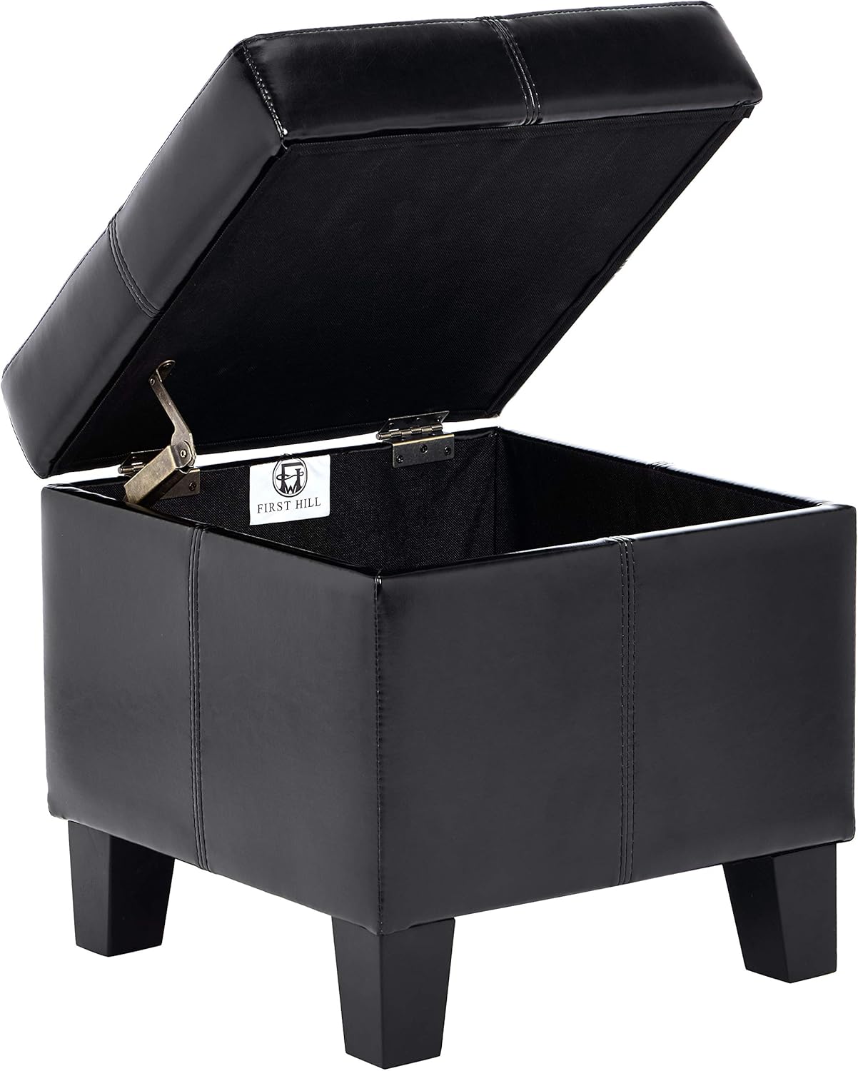 FIRST HILL FHW Living Storage Ottoman, Small, Black Pack of 2