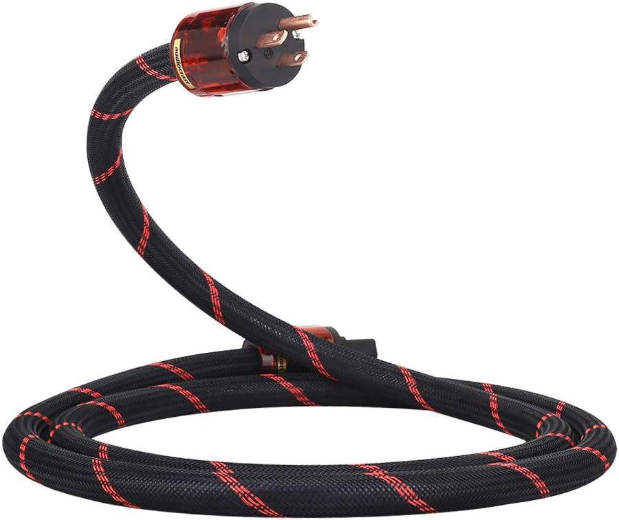 Audiocrast HiFi Power Cable, 125V 15A, Copper Shielding, Hi-End Braided Sleeve Amplifier Power Cord, AC Audiophile Power Cable with US Plug+IEC C13 Connector (6.6FT/2M) Pack of 2