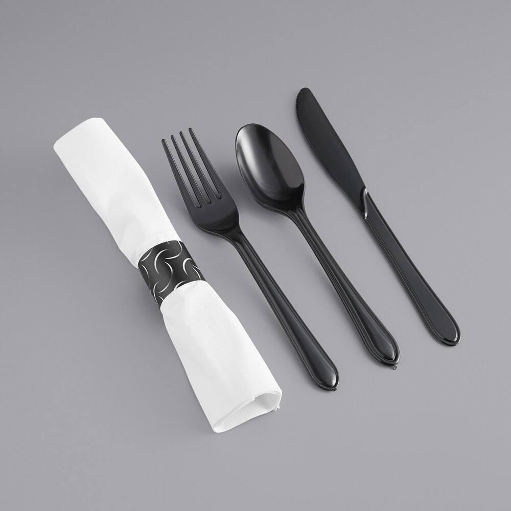 Hoffmaster 119984 Cutlery Set, Black, Heavy Weight, PK100