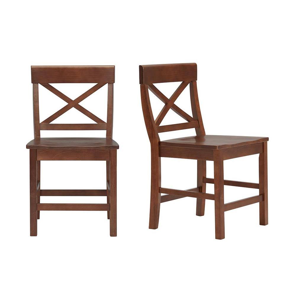 StyleWell Cedarville Walnut Finish Dining Chair with Cross Back (Set of 2) (19.42 in. W x 31.98 in. H), Brown