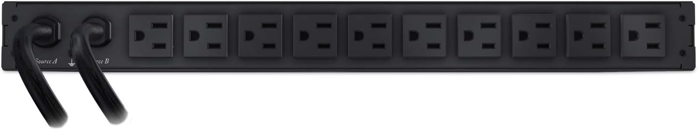 APC Schneider Electric Rack ATS, 100/120V, 15A, 5-15 in, (10) 5-15R Out (AP4450)