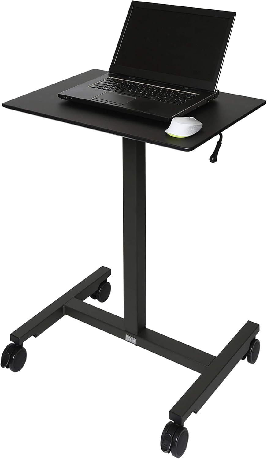 Seville Classics Airlift Sit Stand Mobile Rolling Height Adjustable Laptop Computer Workstation Office Classroom Home Cart Table w/Wheels, 24