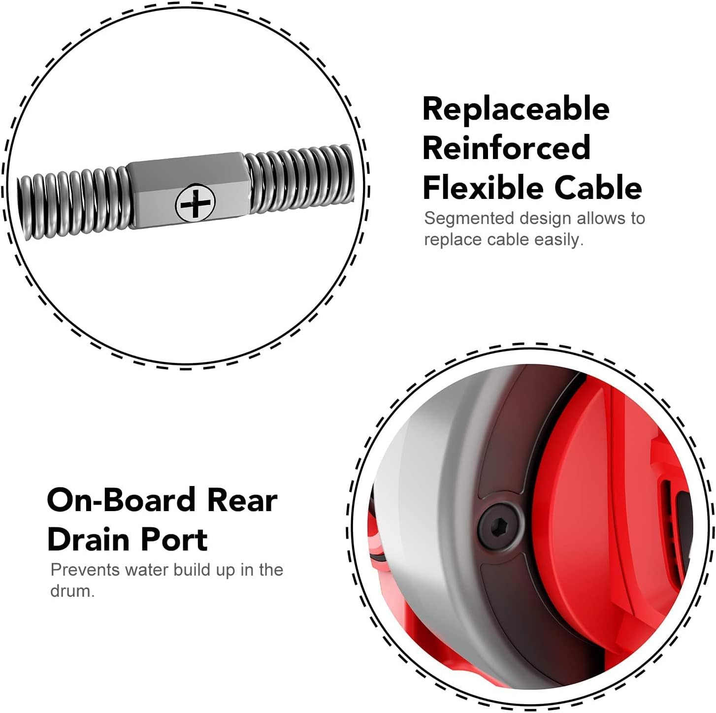 POPULO Drain Auger, Automatic Plumbing Snake, 25Ft(7.6m), 20-Volt Li-Ion, Cordless Drain Clog Remover, Power Tool for 3/4