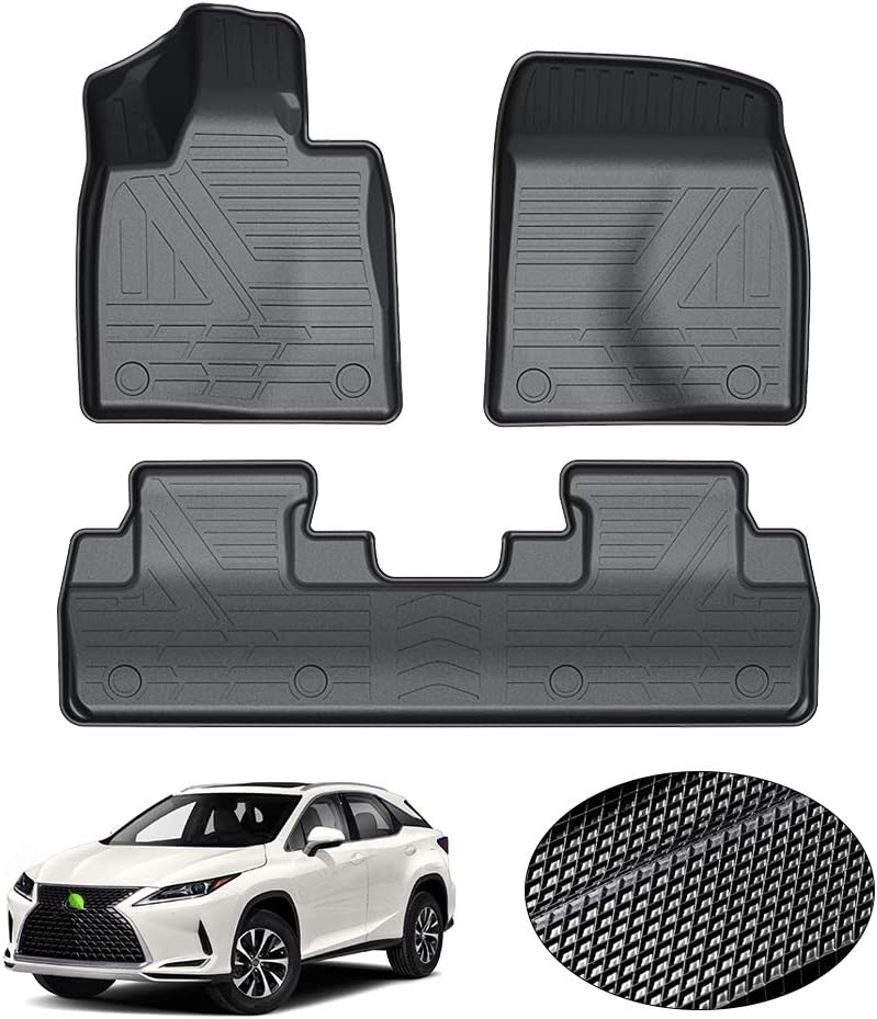 KUST All Weather Floor Mats for 2016-2021 2022 Lexus RX (All Models) / 2018-2021 2022 RXL RX350/RX450h Custom Fit Floor Liners 2 Row Liner Set Black Non-Slip