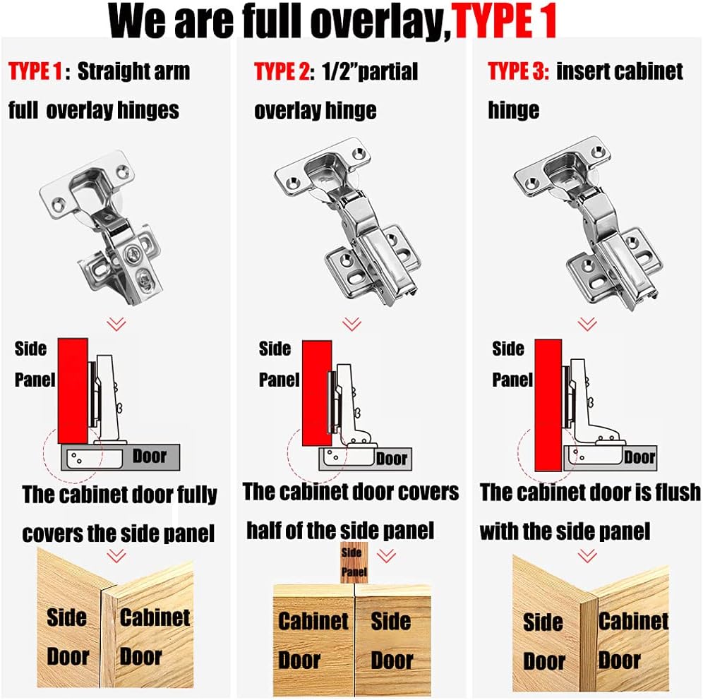 Gezhesiwei 30Pack Soft Close Hinges Full Overlay Cabinet Door Hinges for Face Frame Style Cabinet,110 Degree Kitchen Steel Hinges with Screws