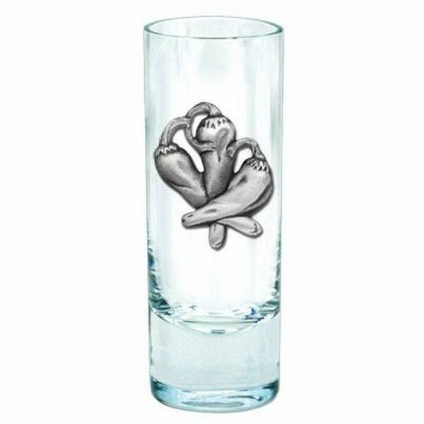 Three Chili Peppers Pewter Accent Tall Shot Glasses, Set of 4