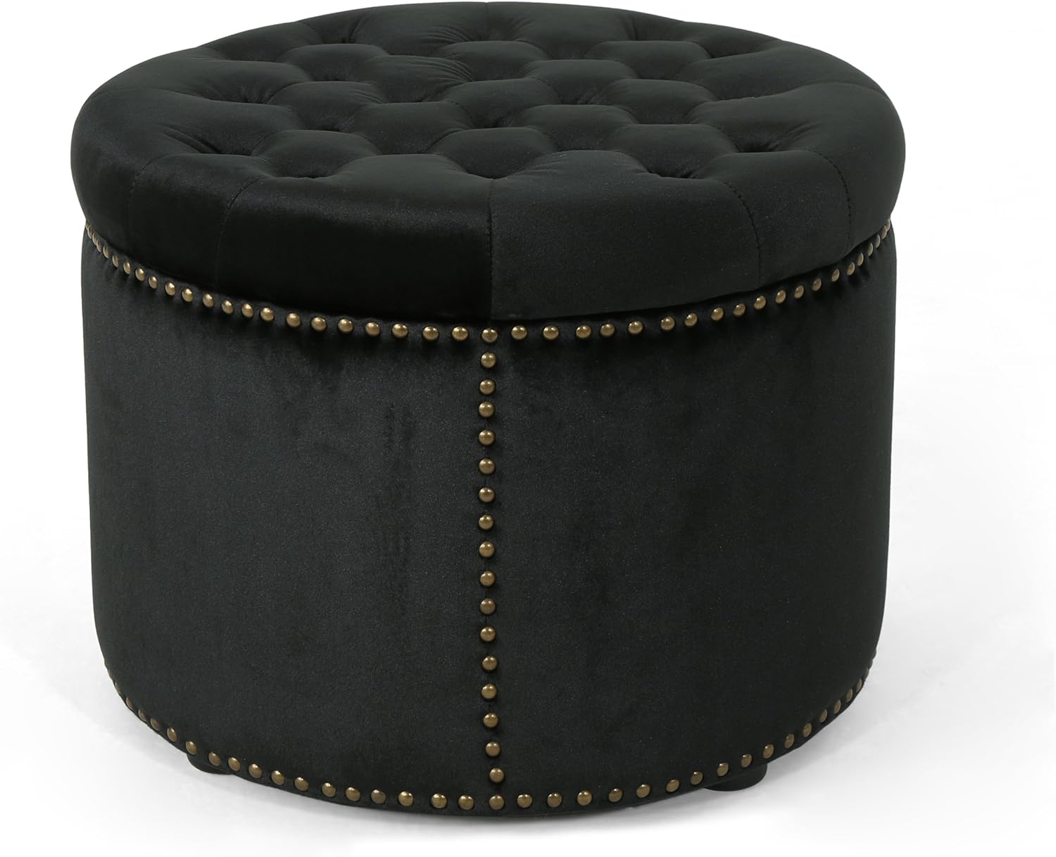 Christopher Knight Home Carlos Glam Velvet Tufted Ottoman, Black