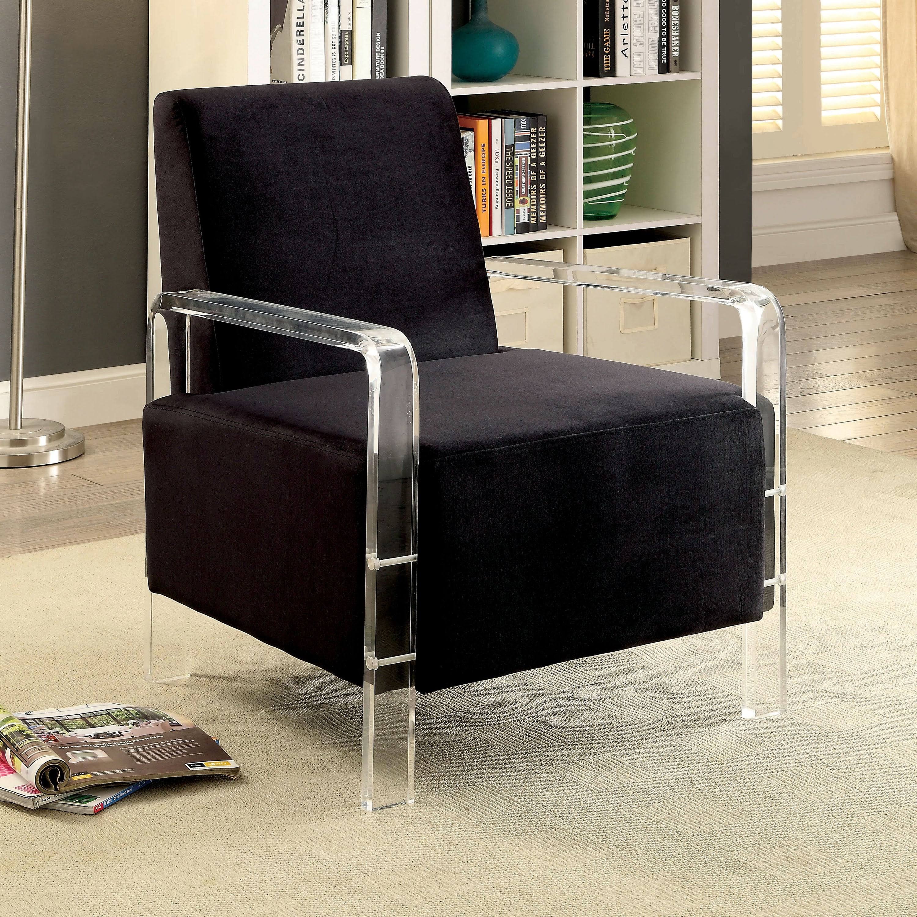 Furniture of America Galesha Contemporary Flannelette Accent Chair, Black