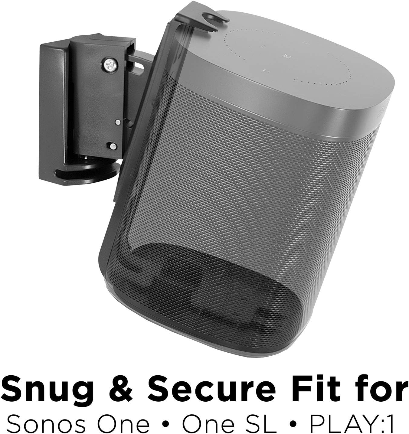 Mount-It! Adjustable Speaker Wall Mount for SONOS One, One SL and Play:1 | Low-Profile, Adjustable Tilt and Swivel Speaker Mount | Single, Black (MI-SB434) Pack of 2