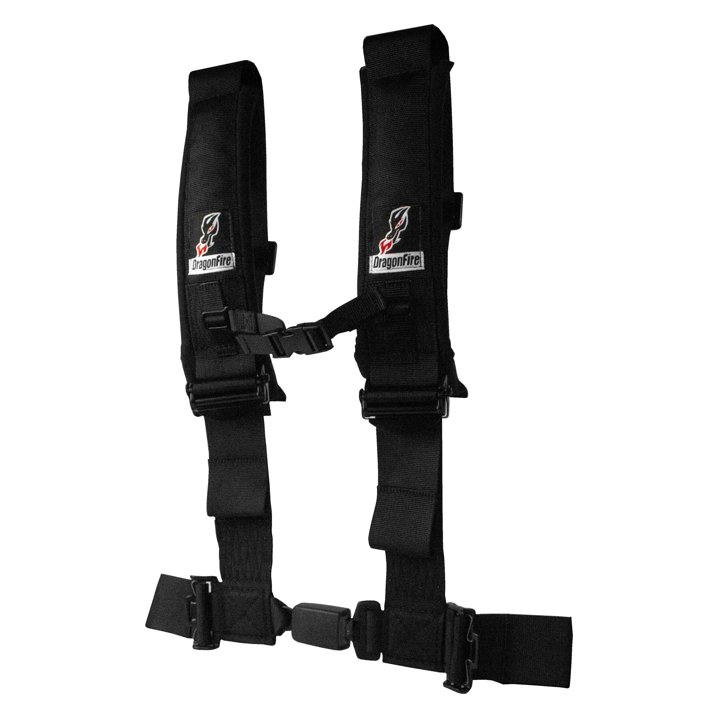 Dragonfire Racing 14-0802 3x22 Auto-Latch 4 Point Black H-Style Harness