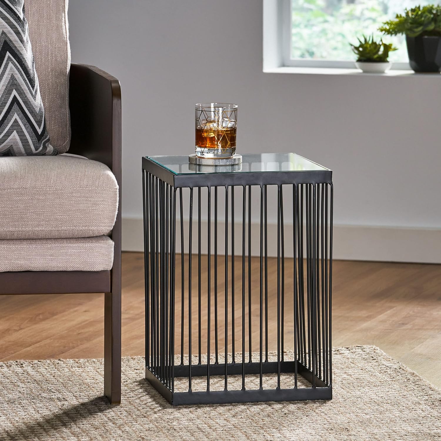 Christopher Knight Home Kalstrom Side Table, Black + Clear